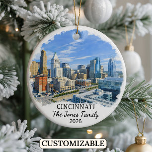 Personalised Cincinnati Ornament, Custom Ohio Ceramic Ornament