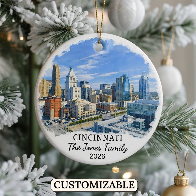 Personalised Cincinnati Ornament, Custom Ohio Ceramic Ornament (Creator Uploaded)