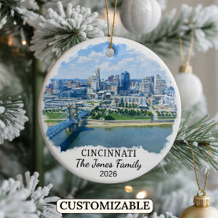 Personalised Cincinnati Ornament, Custom Ohio Ceramic Ornament