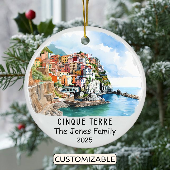 Personalised Cinque Terre Ornament, Italy Ceramic Ornament (Creator Uploaded)