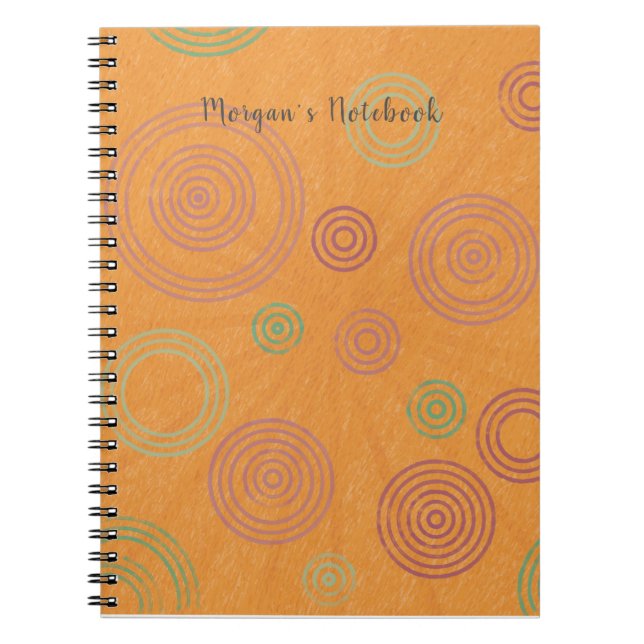 Personalised Circles and Starburst Notebook Orange (Front)