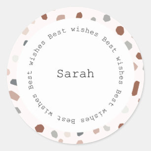 Personalised Circular Sticker - Modern Terrazzo 