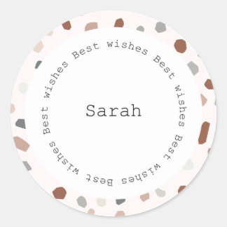 Personalised Circular Sticker - Modern Terrazzo