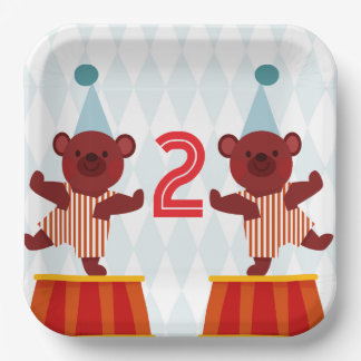 Personalised Circus Teddy Bears Age Birthday Paper Plate
