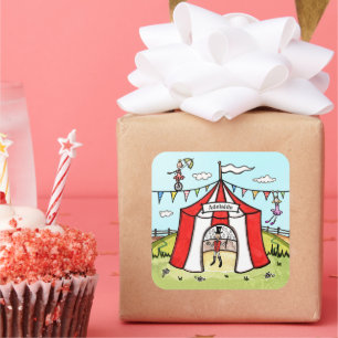 Personalised Circus Tent Square Sticker