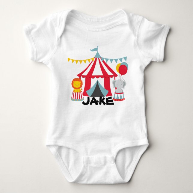 Personalised Circus Theme Birthday Baby Body Suit Baby Bodysuit (Front)