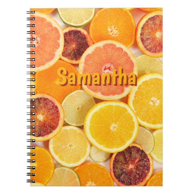 Personalised Citrus Fruit Notebook – Fresh School  (Front)