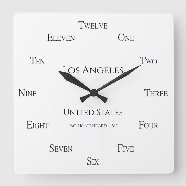 Personalised City Country Time Zone Home or Office Square Wall Clock (Front)
