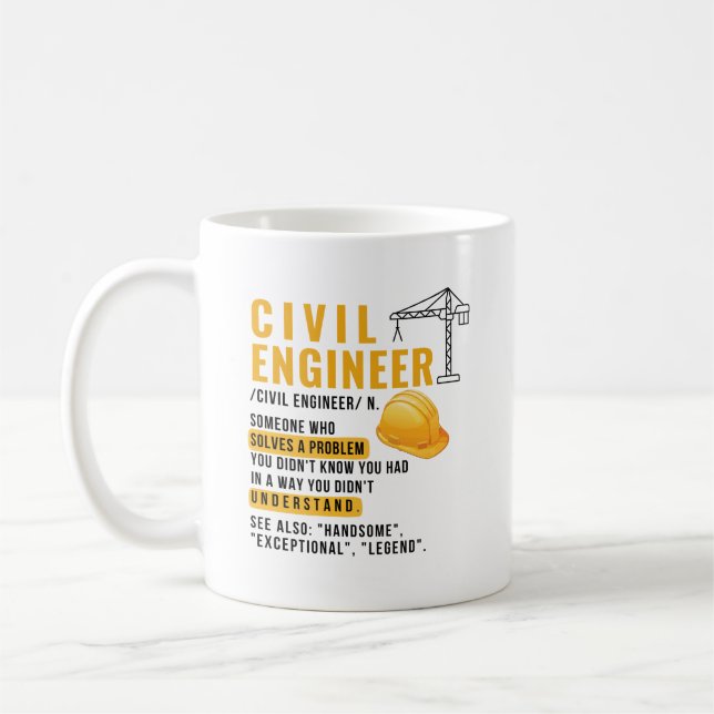 Personalised Civil Engineer Definition Funny Coffee Mug (Left)
