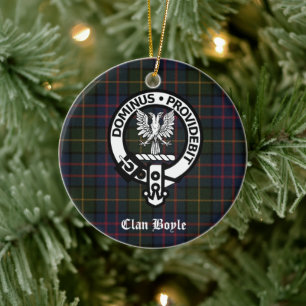 Personalised Clan Boyle Crest & Tartan Ceramic Ornament