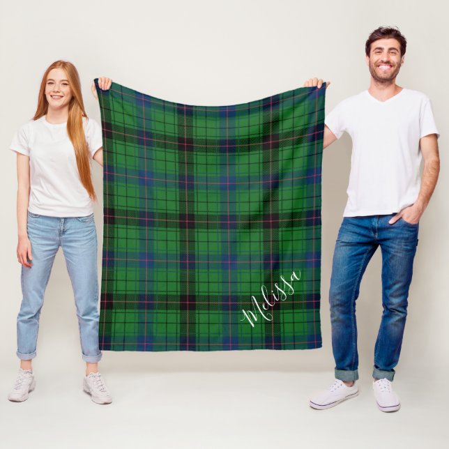 Personalised Clan Davidson Plaid Tartan Fleece Blanket (In Situ)