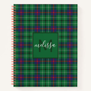 Personalised Clan Duncan Plaid Tartan Monogram Notebook