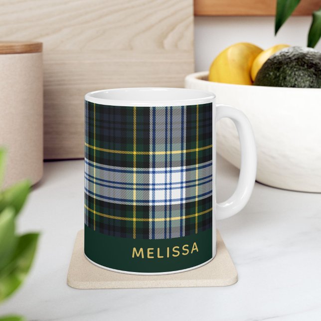Personalised Clan Gordon Tartan Plaid Name Coffee Mug (Personalized Rustic Plaid White Green Gordon Tartan 11oz Coffee Mug)