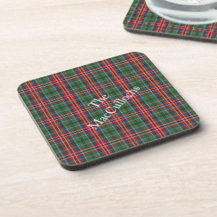 Personalised Clan MacCulloch Plaid Tartan Pattern Coaster