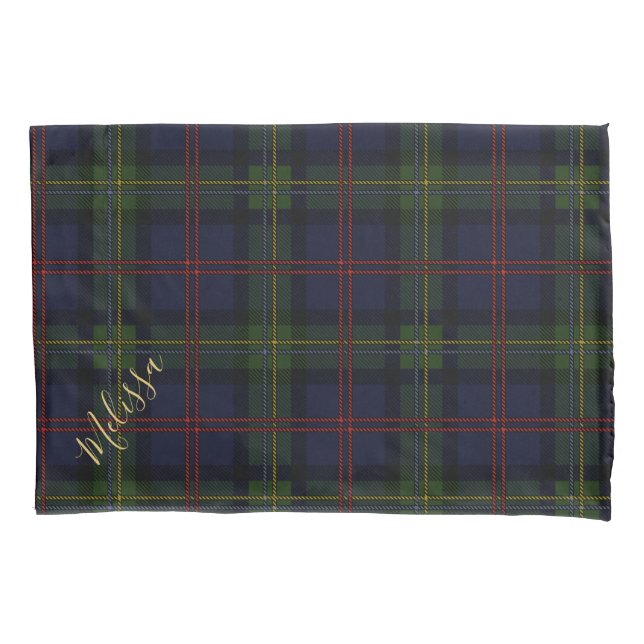 Personalised Clan Malcolm Tartan Plaid Name Pillowcase (Front-Left)