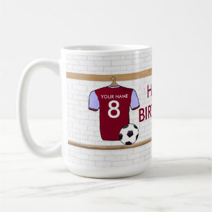 Personalised Claret Blue Football Soccer Jersey Coffee Mug