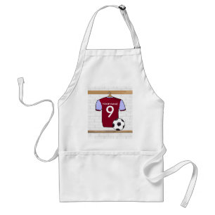 Personalised Claret Blue Football Soccer Jersey Standard Apron