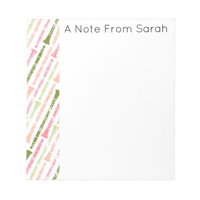 Personalised Clarinet Player Musician Gift Notepad (Front)