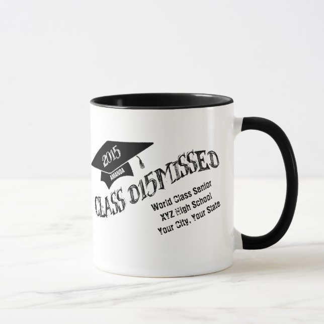 Personalised Class Dismissed 2015 Graduation Mug (Right)