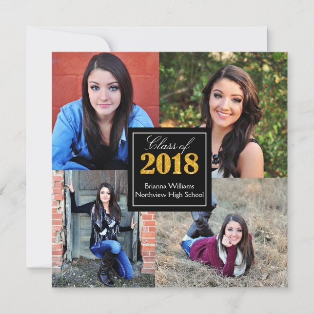 Personalised Class of 2018 Senior Graduation Photo Invitation (Front)