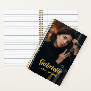 Personalised Class of 2024 Gold Graduation Photo Notebook