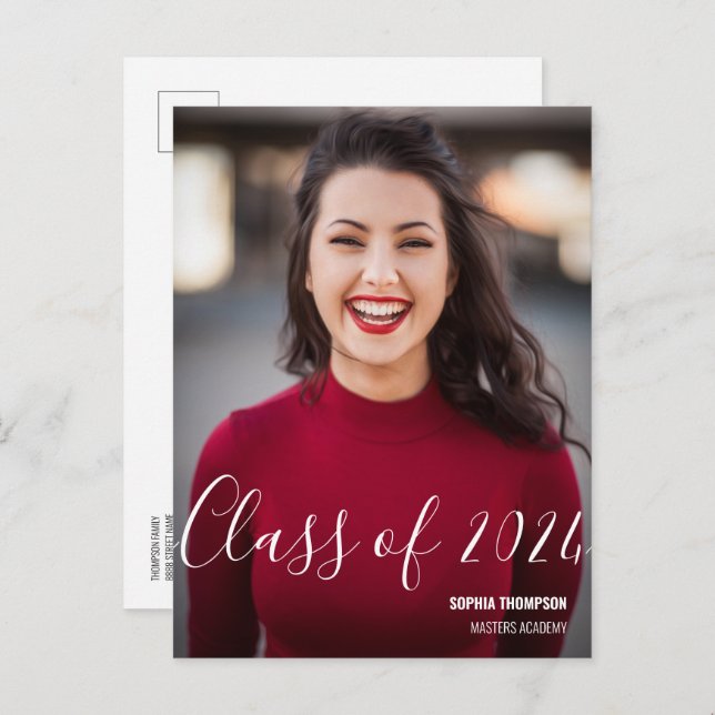 Personalised Class of 2024 Graduate Photo Name  Announcement Postcard (Front/Back)
