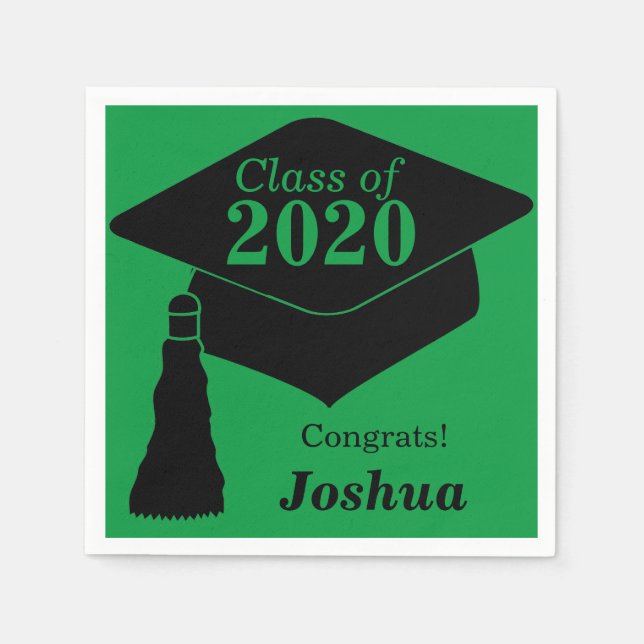 Personalised Class of 2024 Green Black Napkin (Front)