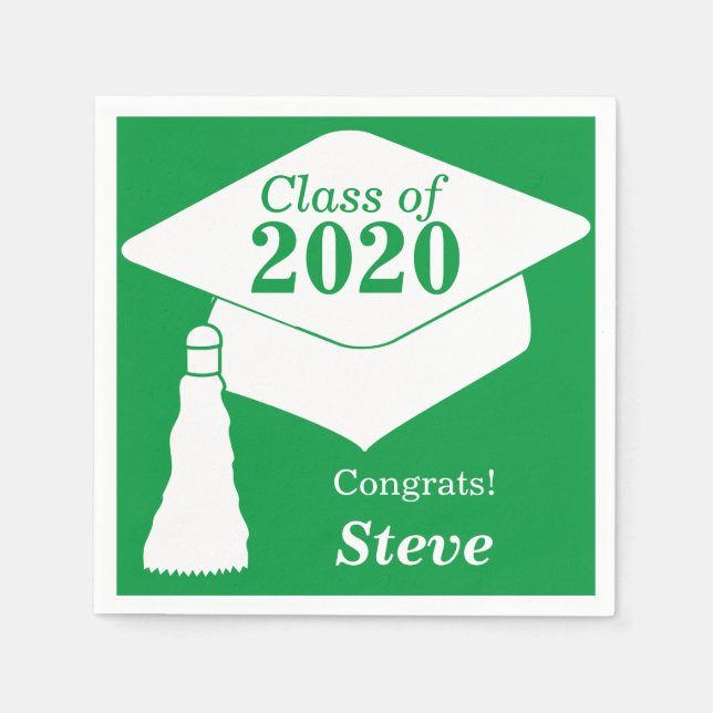 Personalised Class of 2024 Green White Napkin (Front)