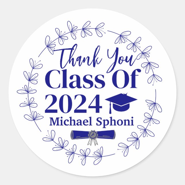 Personalised Class of 2024 Thank you Sticker (Front)