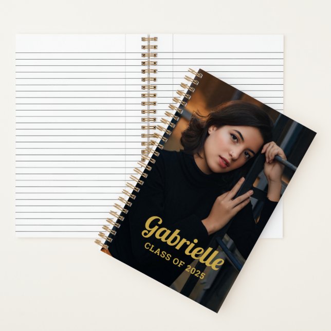 Personalised Class of 2025 Gold Graduation Photo Notebook (Inside)