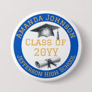 Personalised Class of Graduation Cap and Diploma 7.5 Cm Round Badge