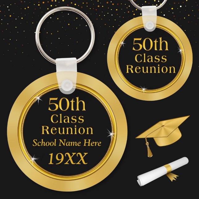 Personalised Class Reunion Gift Ideas, Your COLORS Key Ring (50 year class reunion souvenirs. Inexpensive 50th class reunion gifts. 50th Class Reunion ideas.)