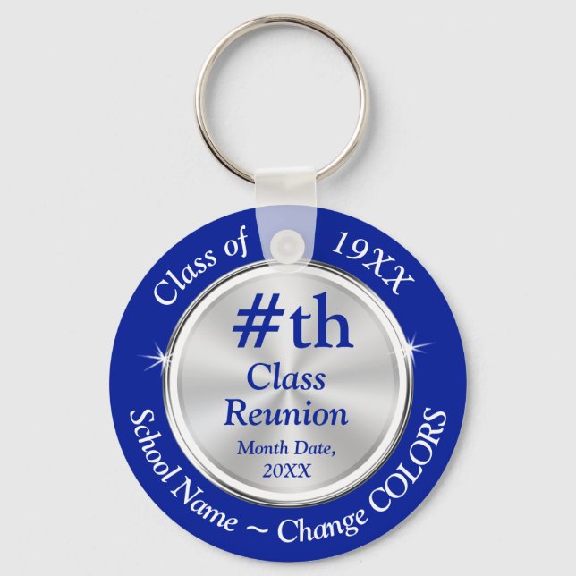 Personalised Class Reunion Party Gift Ideas, Cheap Key Ring (Front)