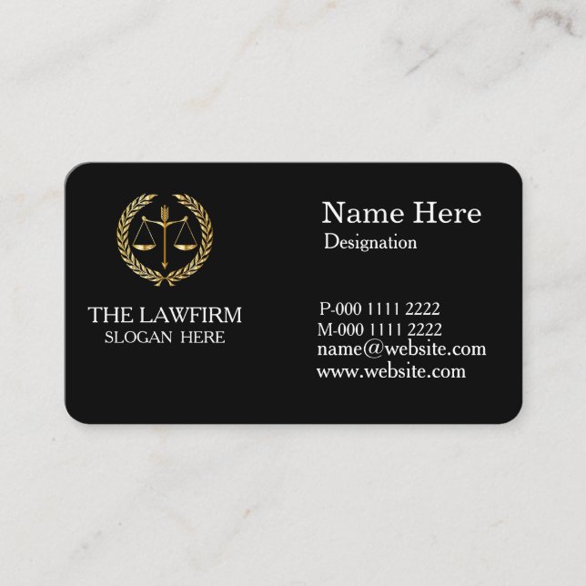Personalised Classic Attorney Gold Justice Scale  Business Card (Front)