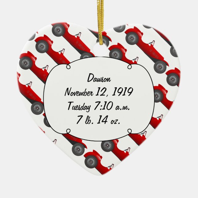 Personalised Classic Baby Boy Stat Gifts Ceramic Ornament (Front)