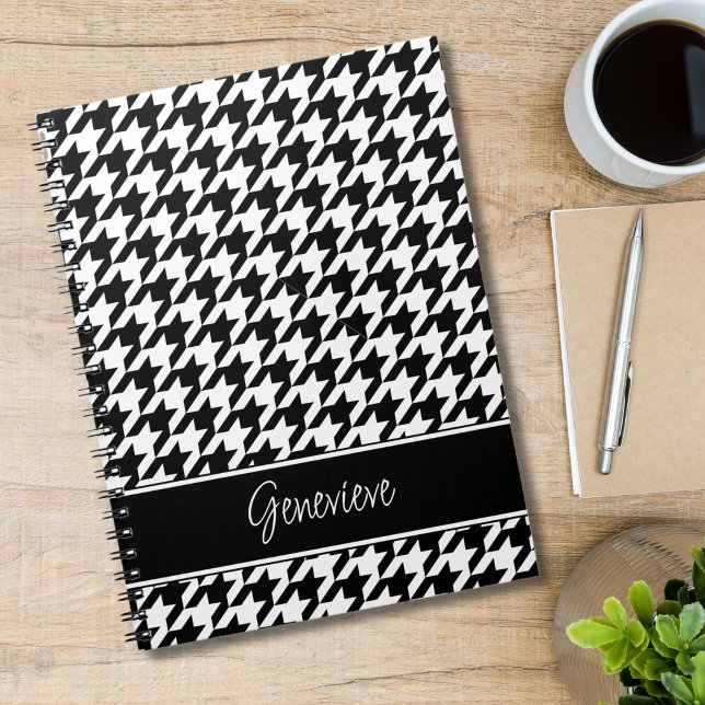 Personalised Classic Black and White Houndstooth Notebook (Creator Uploaded)