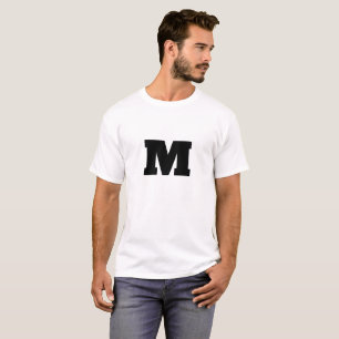 Personalised Classic Black Monogram Initial Unisex T-Shirt