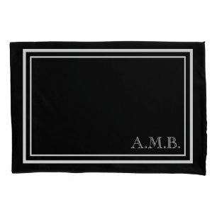 Personalised Classic Black & White Monogram Pillowcase