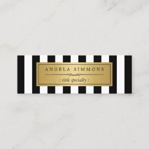 Personalised Classic Black White Stripes Mini Business Card