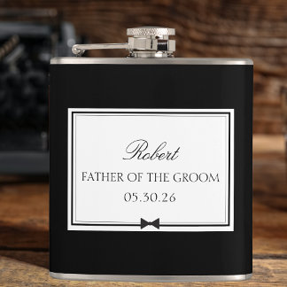 Personalised Classic Bowtie Father of the Groom Hip Flask
