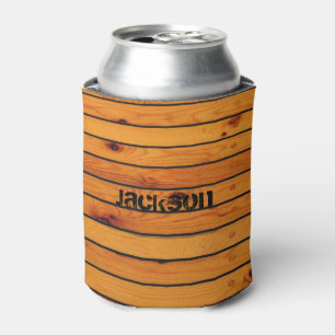 Personalised classic brown wooden shipdeck can cooler