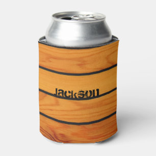 Personalised classic brown wooden shipdeck can cooler
