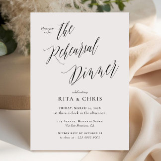 Personalised Classic Calligraphy Rehearsal Dinner Invitation