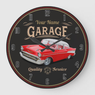 Personalised Classic Car Garage Large Clock