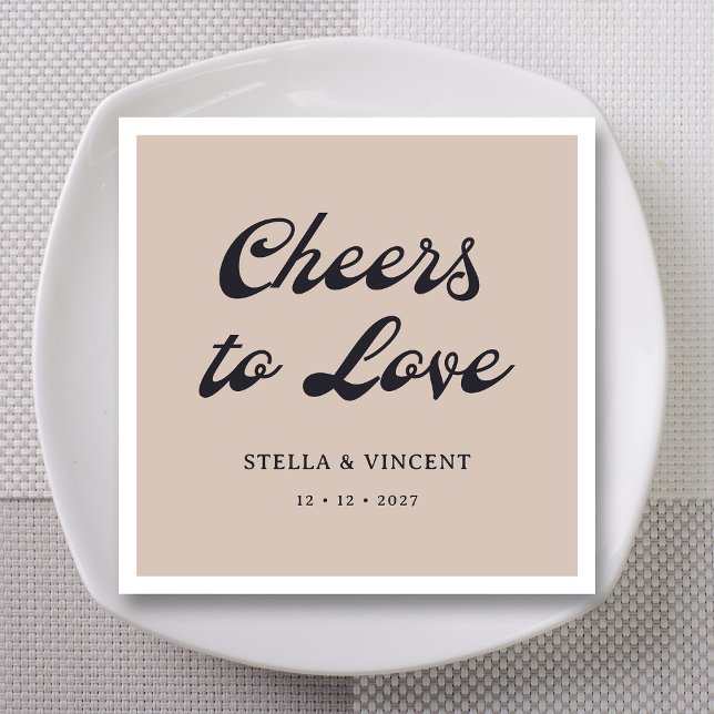 Personalised Classic 'Cheers To Love' Wedding Napkin (Creator Uploaded)