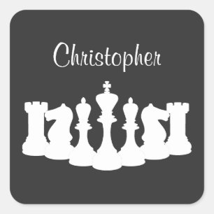 Personalised Classic Chess Pieces King Square Sticker