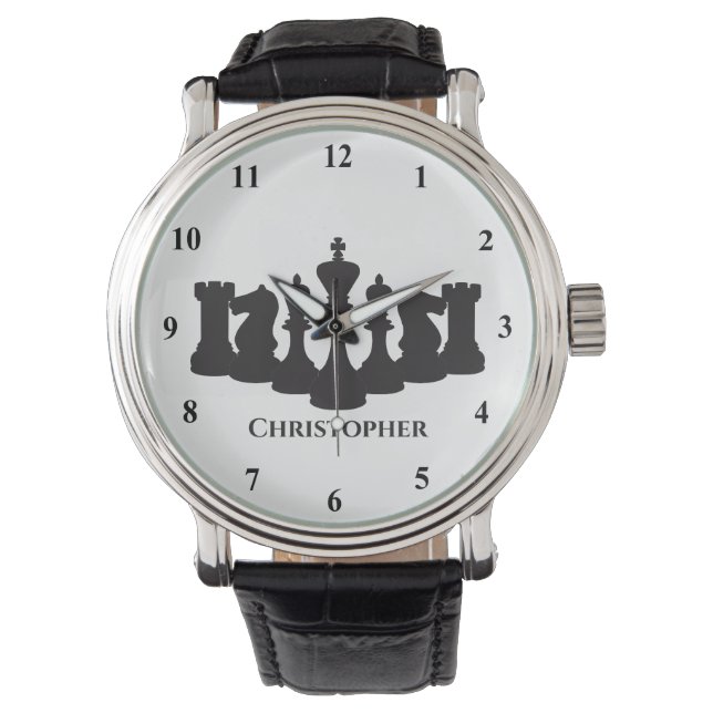 Personalised Classic Chess Pieces King Watch (Front)