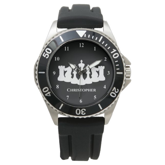 Personalised Classic Chess Pieces King Watch (Front)