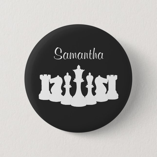 Personalised Classic Chess Pieces Queen 6 Cm Round Badge (Front)