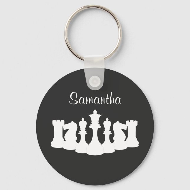 Personalised Classic Chess Pieces Queen Keychain (Front)